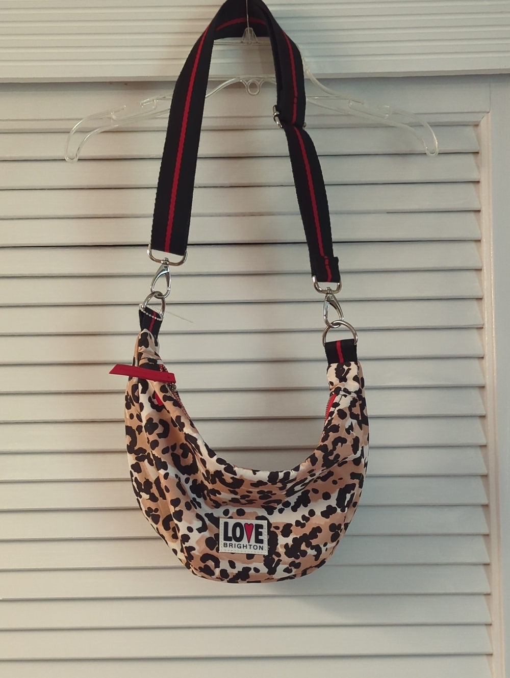 Brighton Leopard-Print Crossbody with Black and Red Strap
